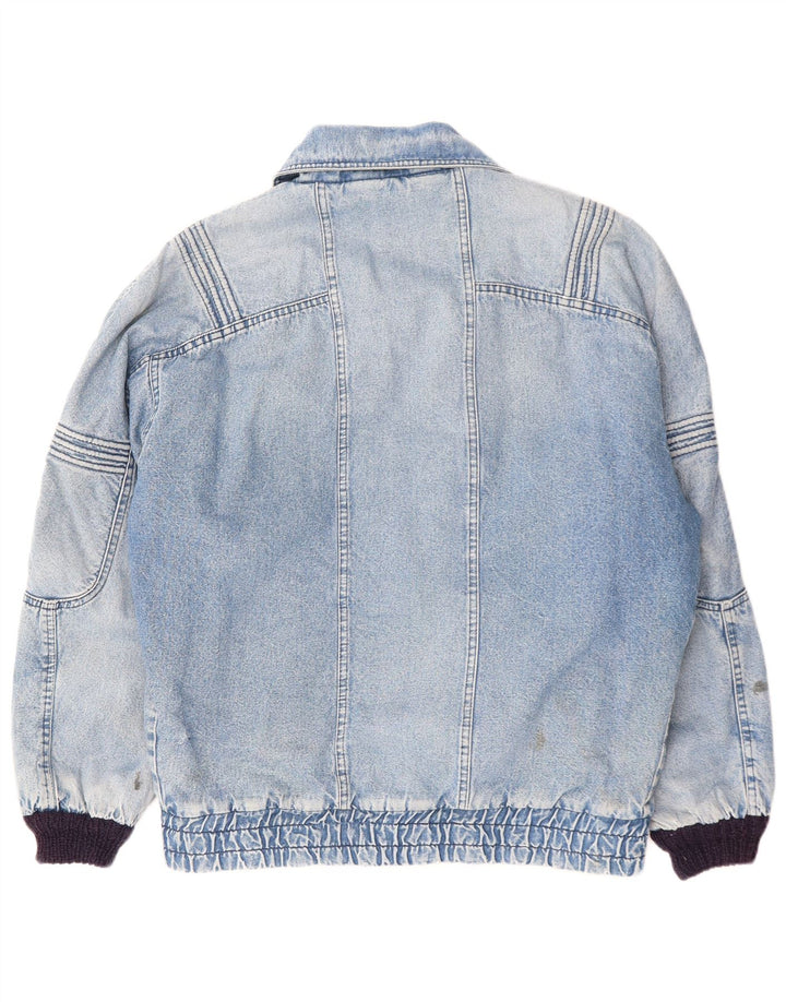 POP 84 Herren Vintage Loose Fit Denim Sherpa Jacke UK 38 Mittelblaue Baumwolle