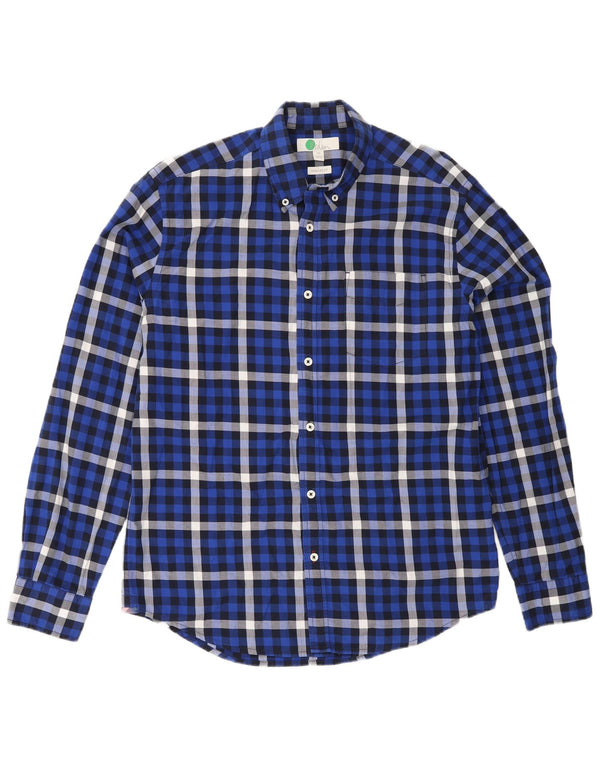 Boden Mens Regular Fit Flannel Shirt Medium Blue Check Cotton