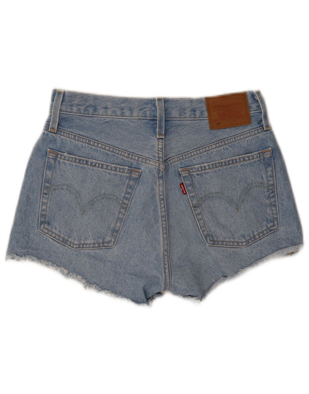 Levi's Damen 501 Distressed Denim Shorts W26 Small Blaue Baumwolle