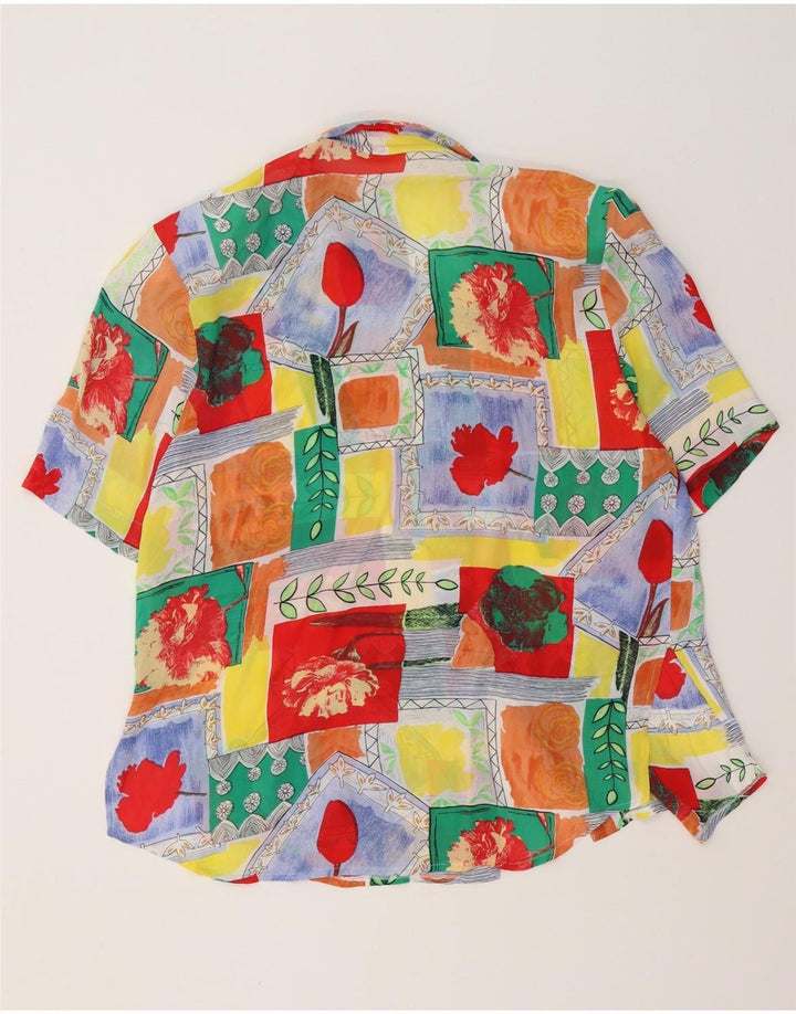 Vintage Damen Longline-Hemdbluse EU 40 Medium Mehrfarbige Viskose