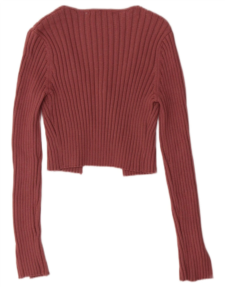 ZARA Womens Crop Bolero Top UK 10 Small Maroon Viscose
