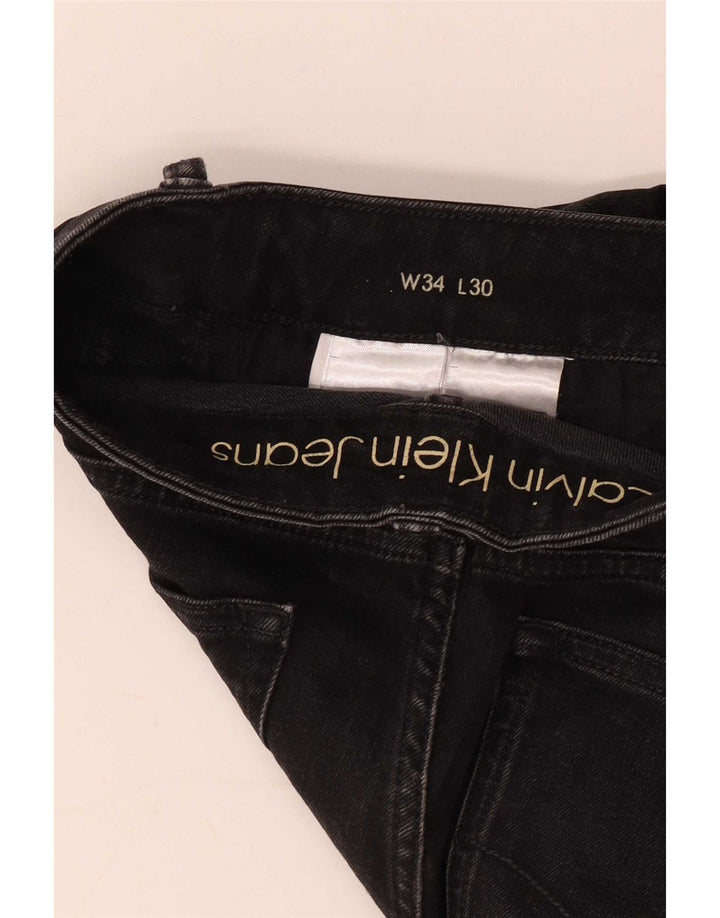 Calvin Klein Herren Straight Jeans W34 L30 Schwarze Baumwolle