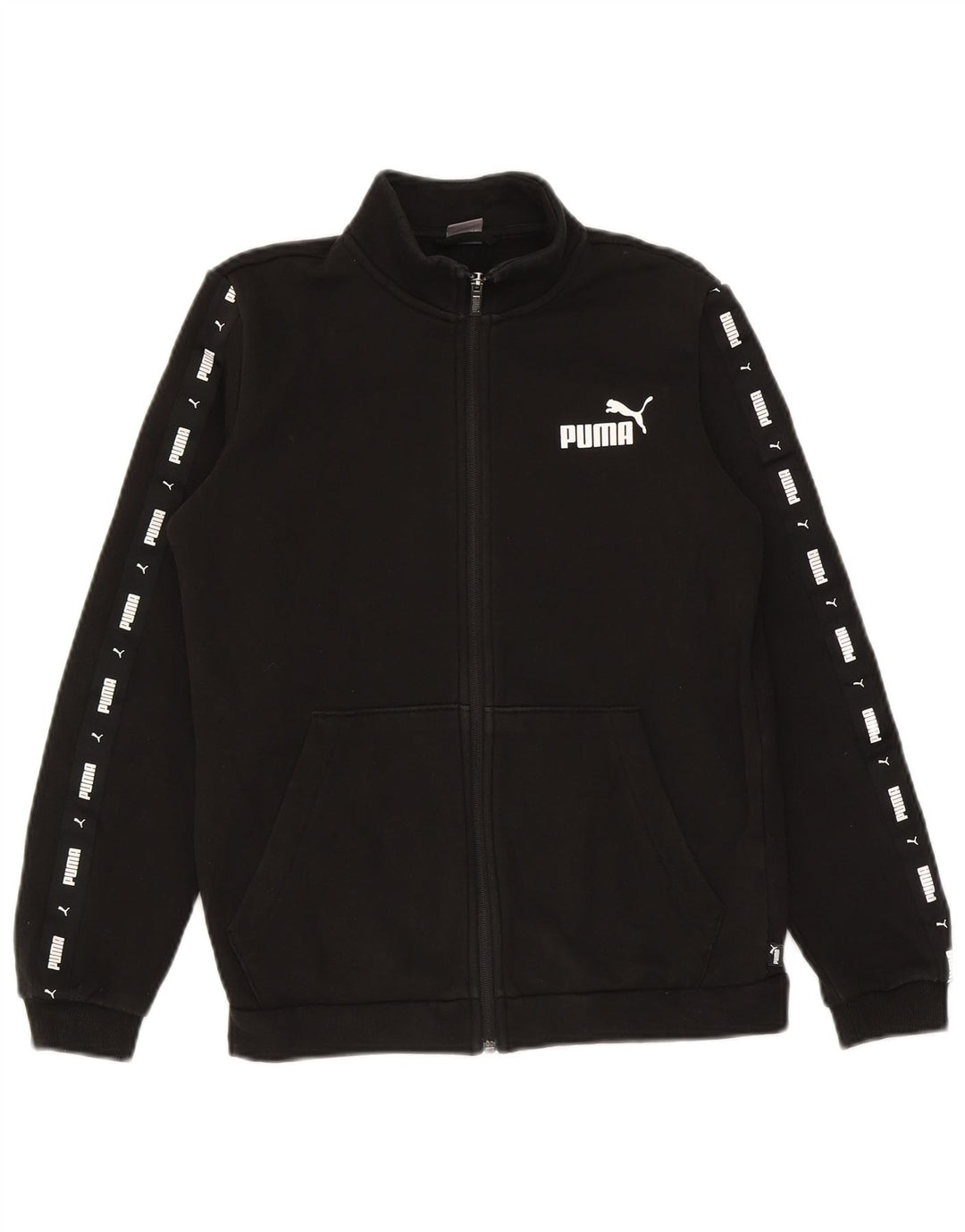 Puma Jungen Grafik-Trainingsanzug-Top-Jacke, 13–14 Jahre, schwarze Baumwolle