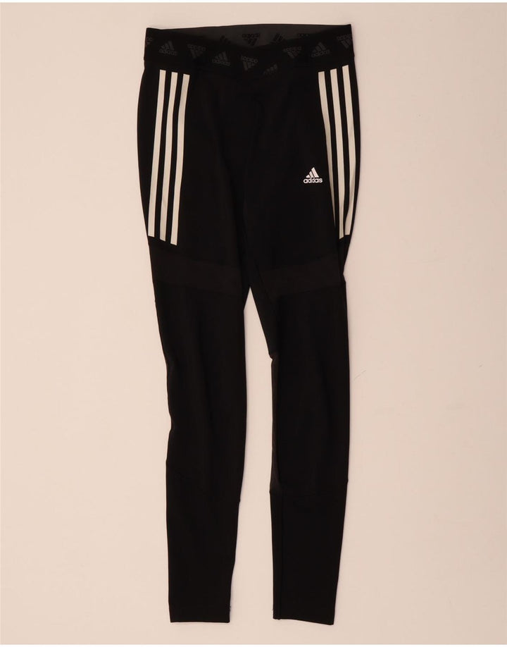 ADIDAS Damen Aeroready Graphic Leggings UK 12 Medium Schwarz