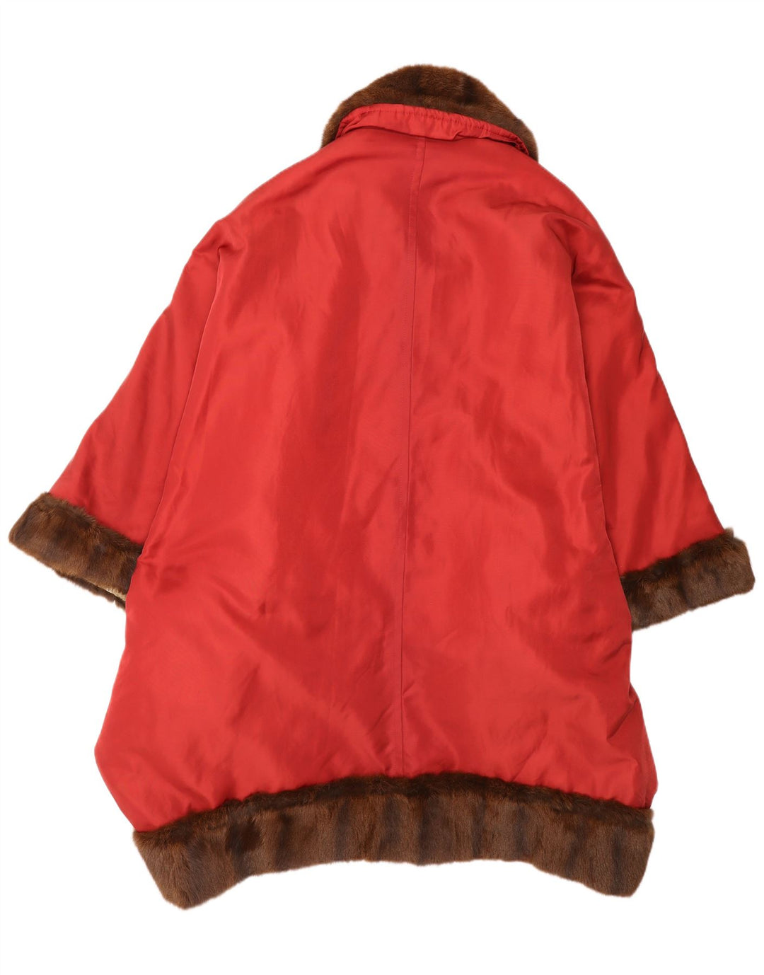Vintage Damen Poncho Mantel Einheitsgröße Rot Farbblock