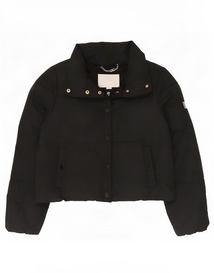 Elisabetta Franchi Damen Icy Wattierte Jacke IT 42 Mittelschwarzes Polyester