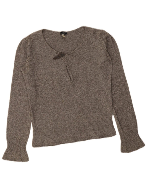 Armani Jeans Damen-Pullover mit U-Boot-Ausschnitt, Gr. 10, kleine grau gefleckte Wolle