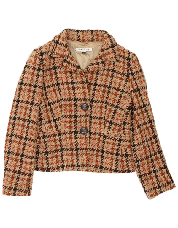 Marella Damen Blazerjacke UK 12 Mittelbrauner Hahnentritt-Klassiker