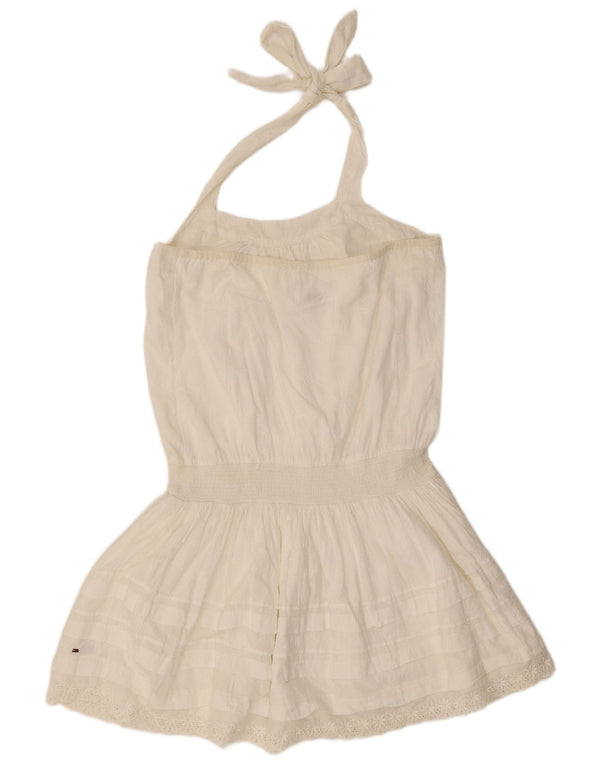 Tommy Hilfiger Mini-Neckholder-Kleid für Damen, UK 12, Mittelweiß, Blumenmuster, Baumwolle