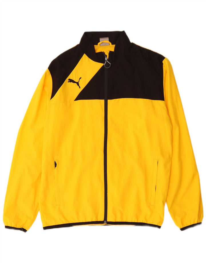 Puma Herren-Trainingsanzugoberjacke aus mittelgelbem Colourblock-Polyester