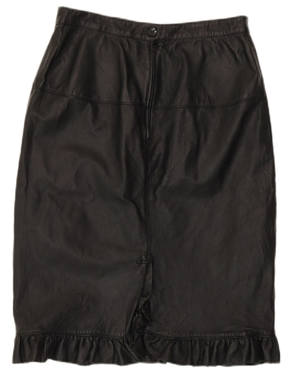 Vintage Damen High Waist Lederrock IT 46 Large W28 Schwarz