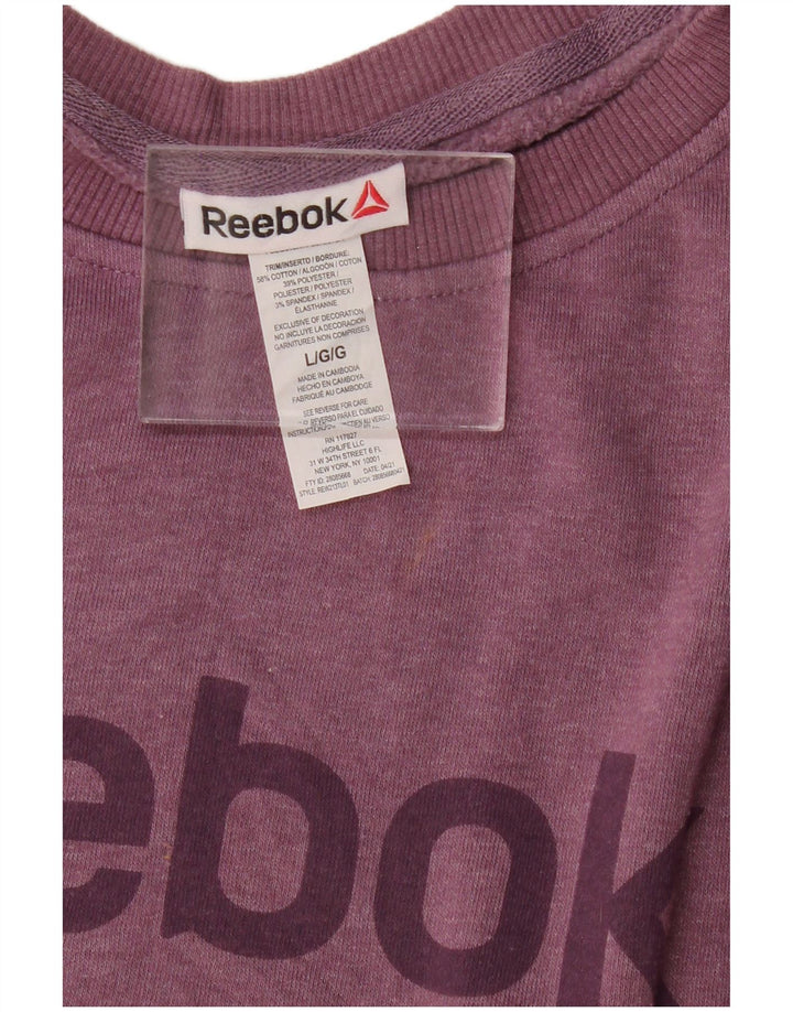 REEBOK Damen-Sweatshirt mit übergroßem, bauchfreiem Grafikmuster, Gr. 16, Lila