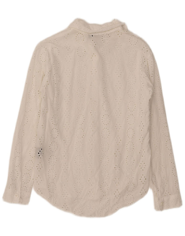 Zara Damen Hemd UK 6 XS Weiße Baumwolle