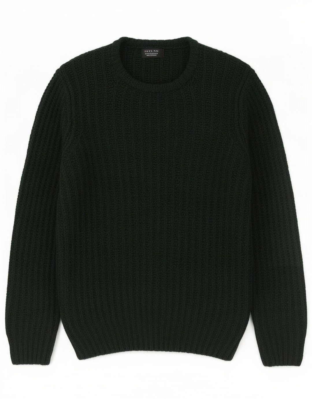 Zara Herren-Pullover mit Rundhalsausschnitt, Mittelgrünes Acryl