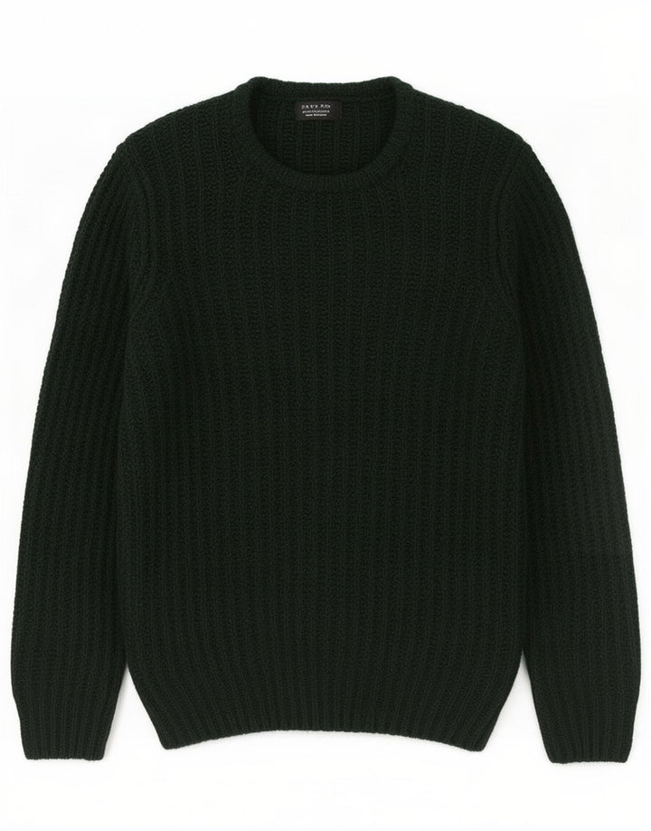 Zara Herren-Pullover mit Rundhalsausschnitt, Mittelgrünes Acryl