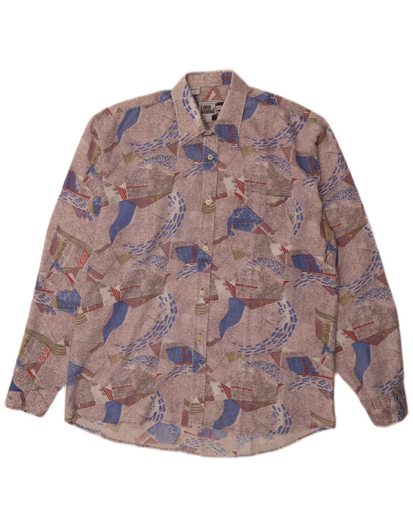 Vintage Herren Hemd mit abstraktem Muster, Größe 39/40, mittelmehrfarbig