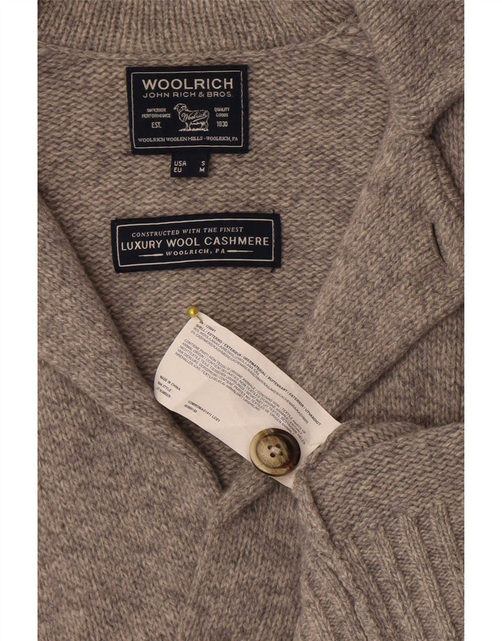Woolrich Herren-Cardigan-Pullover aus mittelgrauer Wolle