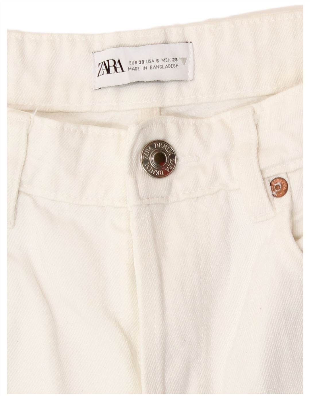 Zara Damen Straight Jeans EU 38 Small W28 L26 Weiße Baumwolle