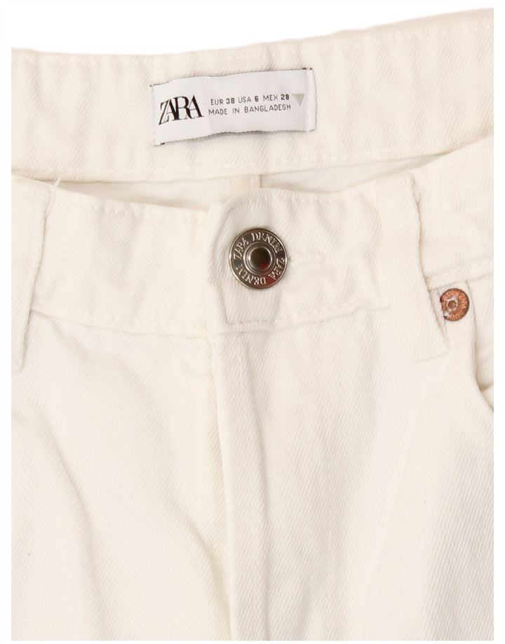Zara Damen Straight Jeans EU 38 Small W28 L26 Weiße Baumwolle