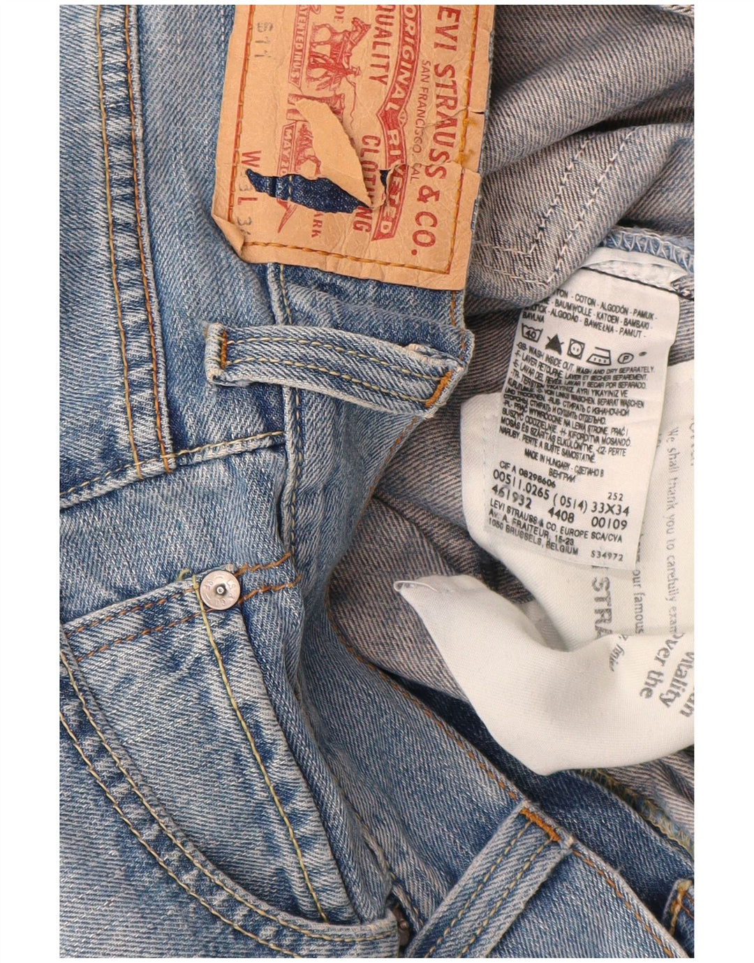 Levi's Herren 511 Slim Jeans W33 L34 Blaue Baumwolle