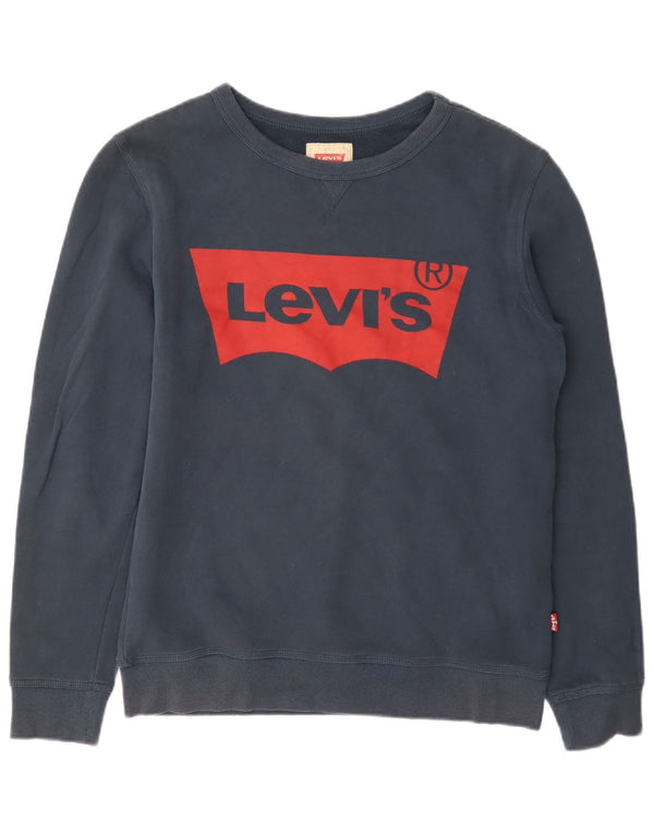 Levi's Jungen-Pullover mit grafischem Kapuzenpullover, 15–16 Jahre, marineblaue Baumwolle