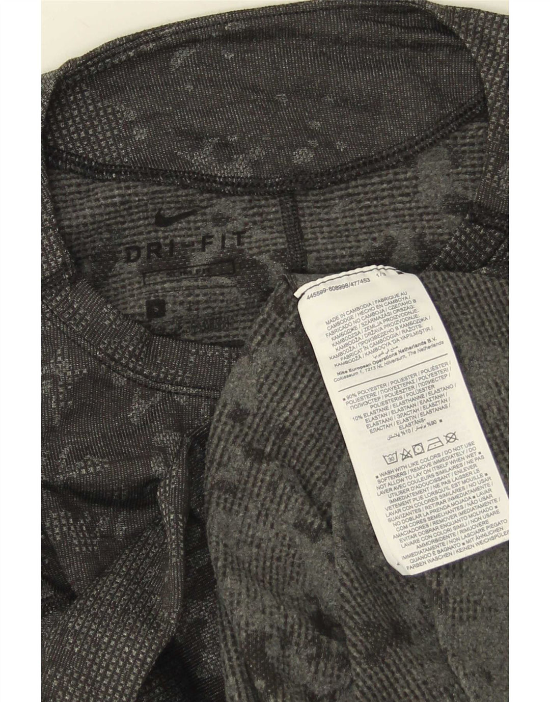 Nike Herren Dri Fit Slim Fit Top Langarm Small Grau Camouflage Polyester
