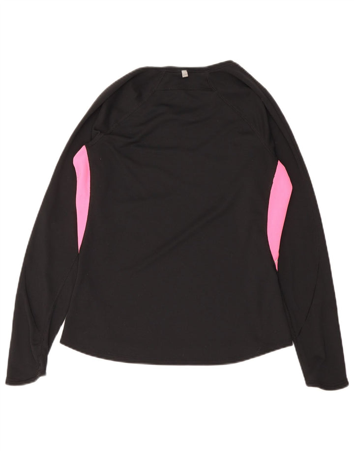 Nike Damen Dri Fit Top Langarm UK 12/14 Medium Schwarz Farbblock