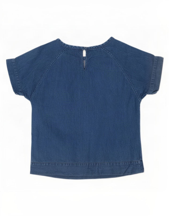 Marks & Spencer Damen Denim-Blusenoberteil UK 12 Mittelblaue Baumwolle