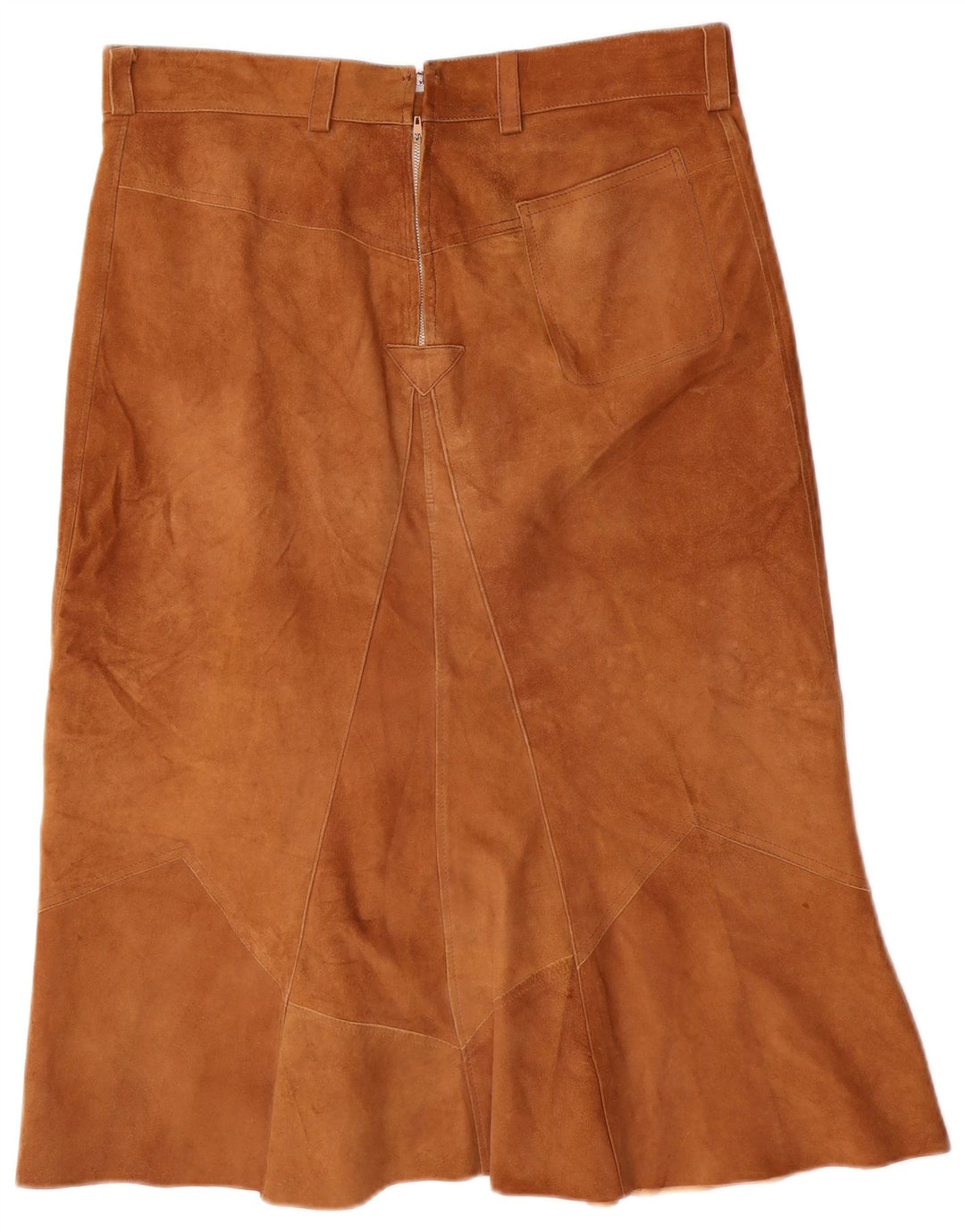 VINTAGE Damen-Wildleder-A-Linien-Rock W32 Large Braun