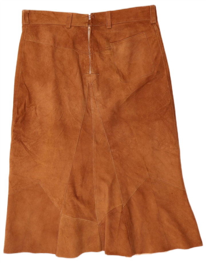 VINTAGE Damen-Wildleder-A-Linien-Rock W32 Large Braun