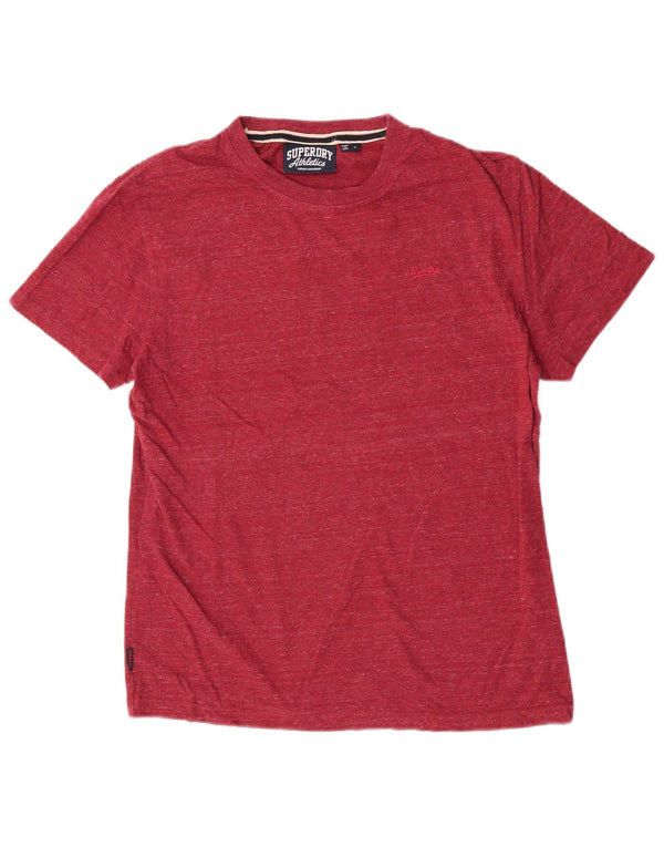 Superdry T-Shirt-Oberteil für Damen, UK 16, Größe L, rot gefleckte Baumwolle