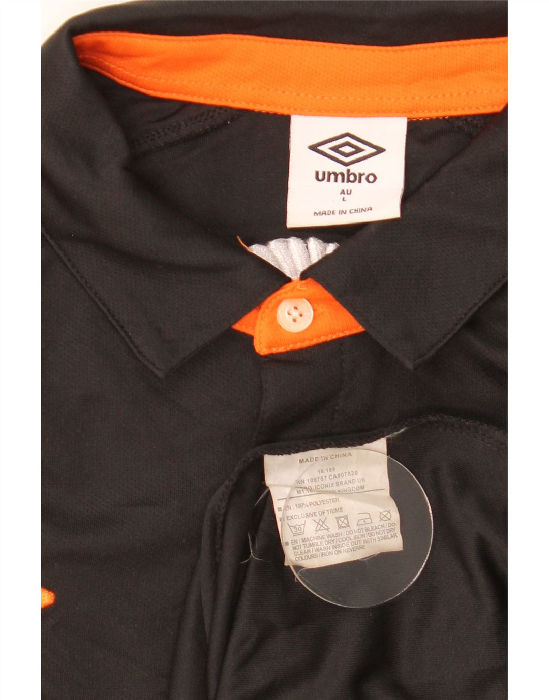 Umbro Herren Spartans Grafik-Poloshirt, großes schwarzes Farbblock-Polyester