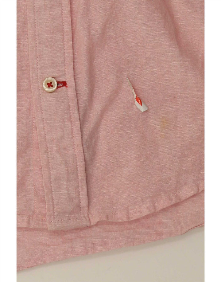 Tommy Hilfiger Herren-Hemd, kurzärmelig, normale Passform, klein, rosa, Leinen