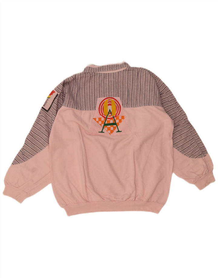 Vintage Damen Übergroßer Grafik-Sweatshirt-Pullover UK 14 Mittelrosa