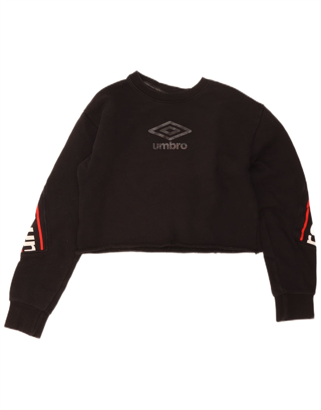 Umbro Damen Crop Graphic Sweatshirt Pullover UK 14 Medium Schwarz