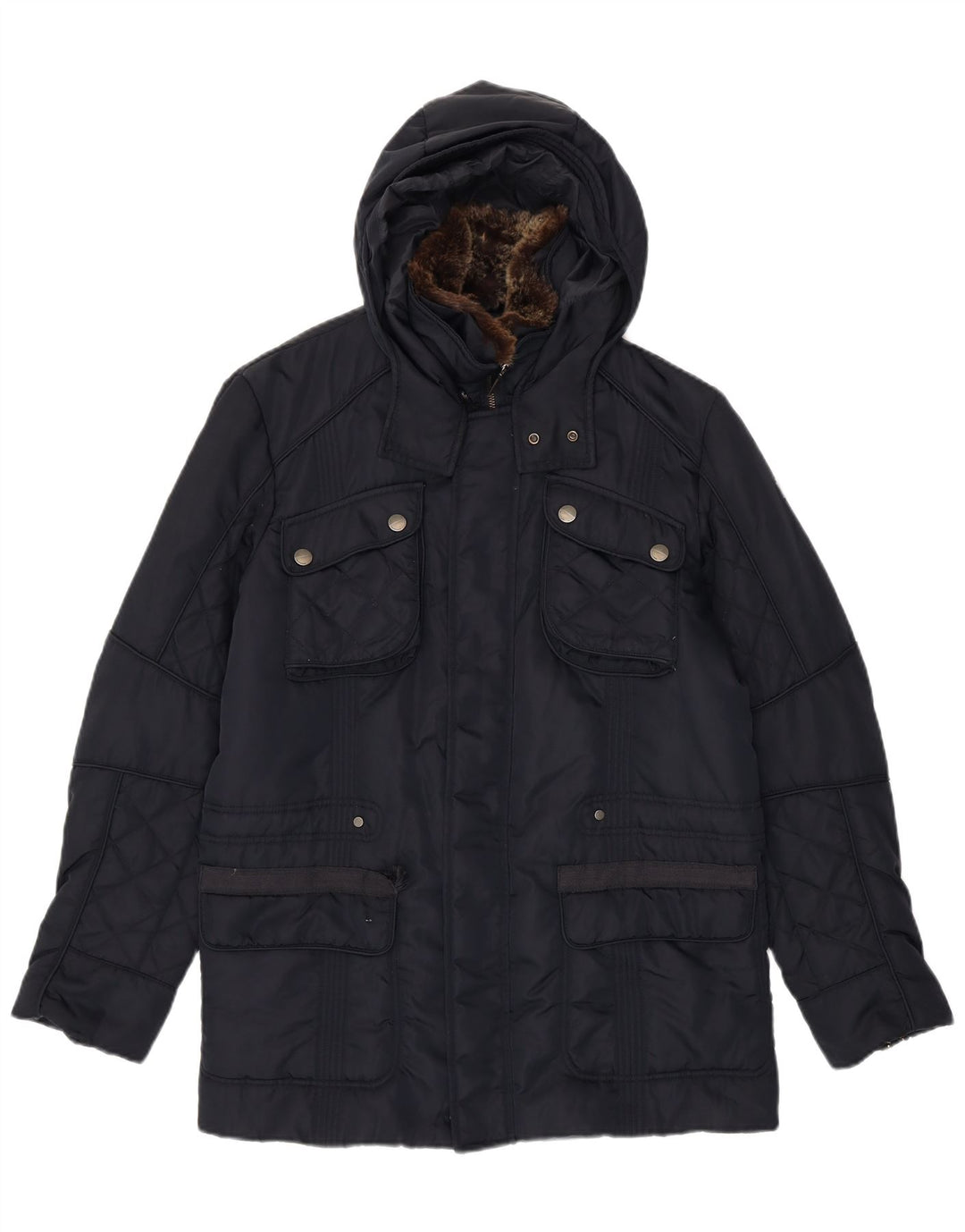 Trussardi Jeans Herren-Utility-Jacke mit Kapuze, IT 48, Mittelblau, Polyamid