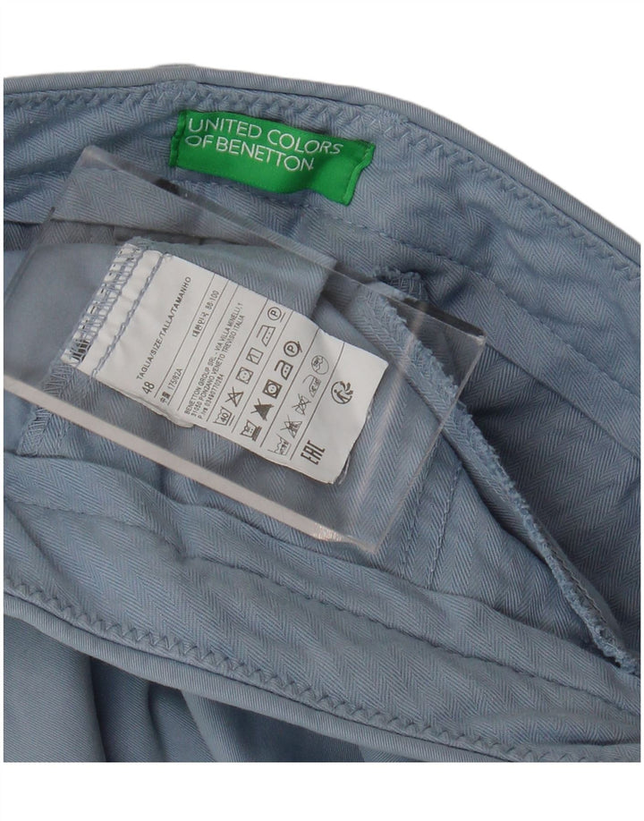 Benetton Herren gerade Chinohose IT 48 Medium W30 L32 Blau Baumwolle