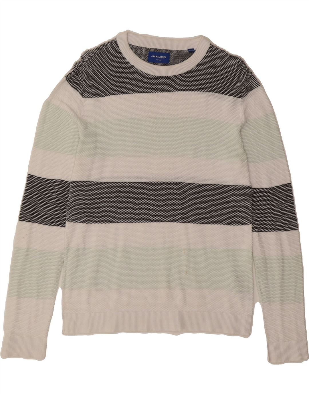 JACK & JONES Mens Crew Neck Jumper Sweater Small Multicoloured Striped Vintage Jack & Jones and Second-Hand Jack & Jones from Messina Hembry 