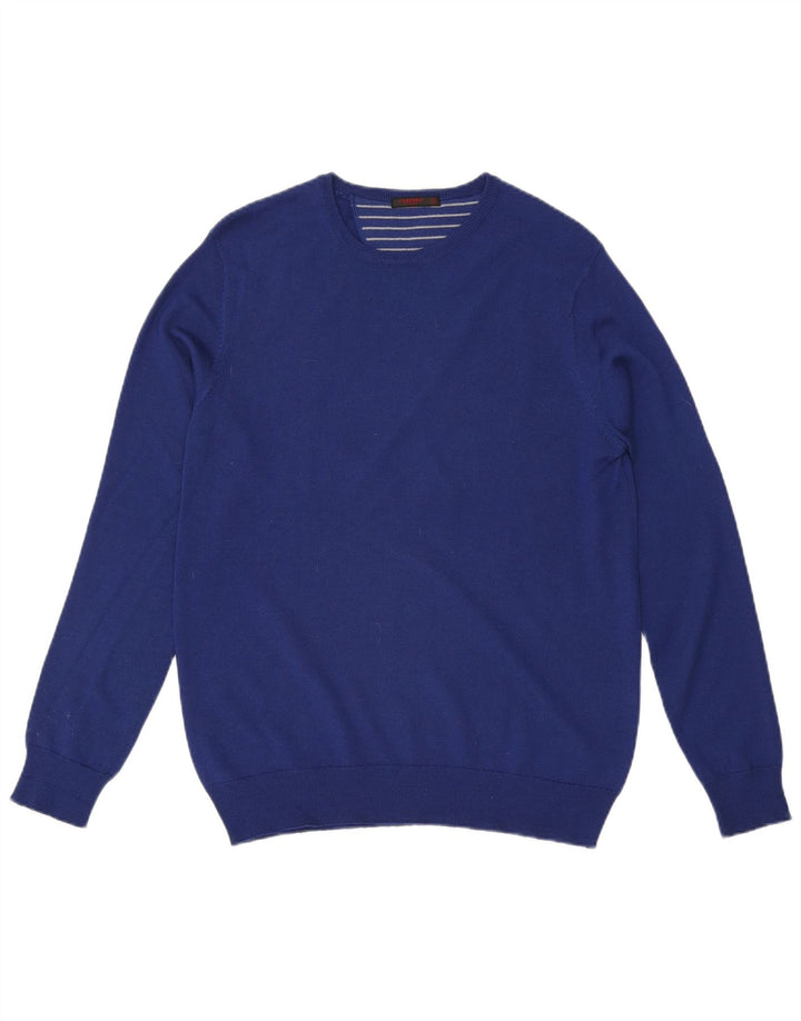 Carrera Herren-Pullover mit Rundhalsausschnitt, mittelblaue Wolle