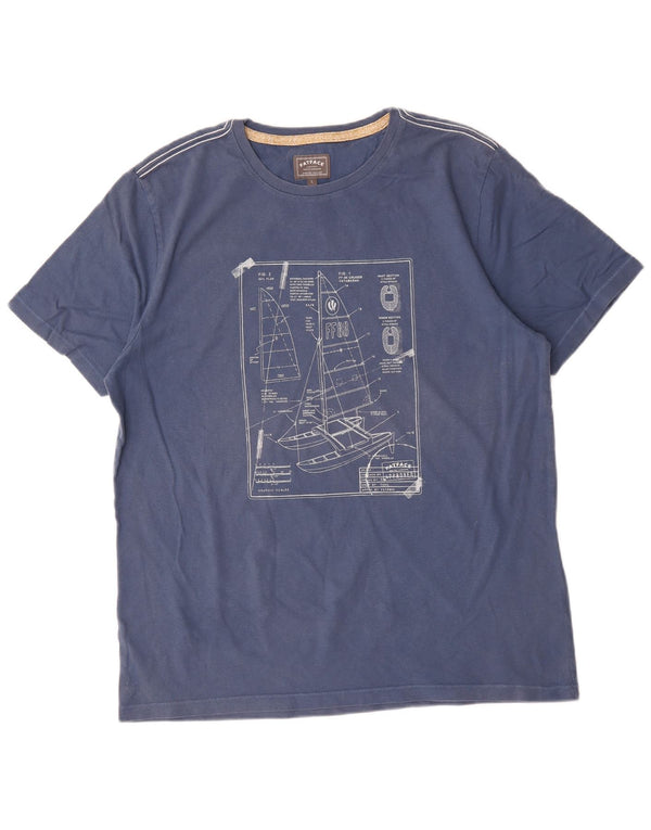 Fat Face Herren-T-Shirt mit Grafik, Größe L, aus blauer Baumwolle