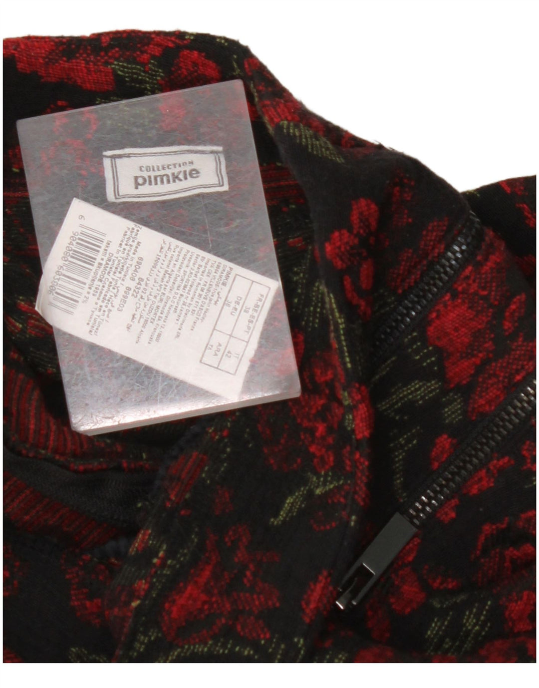 PIMKIE Damen-Minirock mit hoher Taille, Größe 42, mittelgroß, W26, Baumwolle mit rotem Blumenmuster