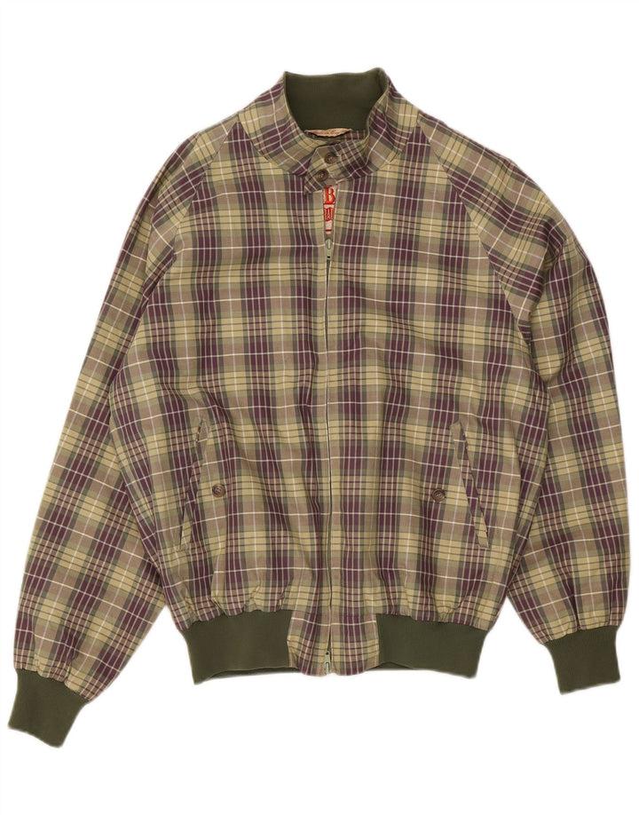 Baracuta Herren Bomberjacke UK 40 Große grün karierte Baumwolle