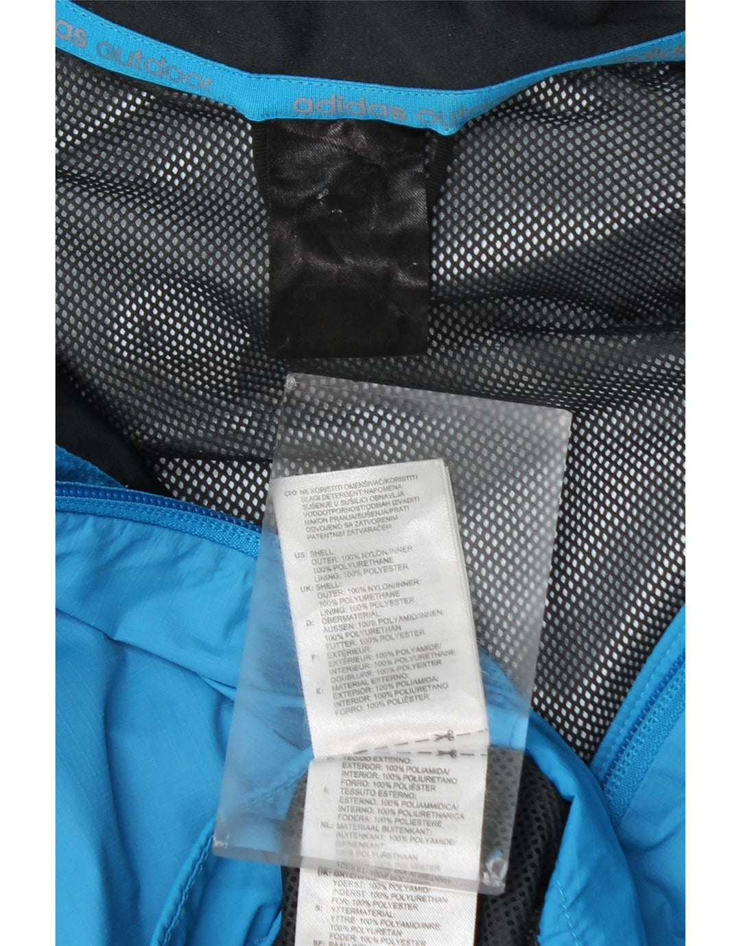 Adidas Herren-Regenjacke mit Kapuze, UK 40, großes blaues Nylon
