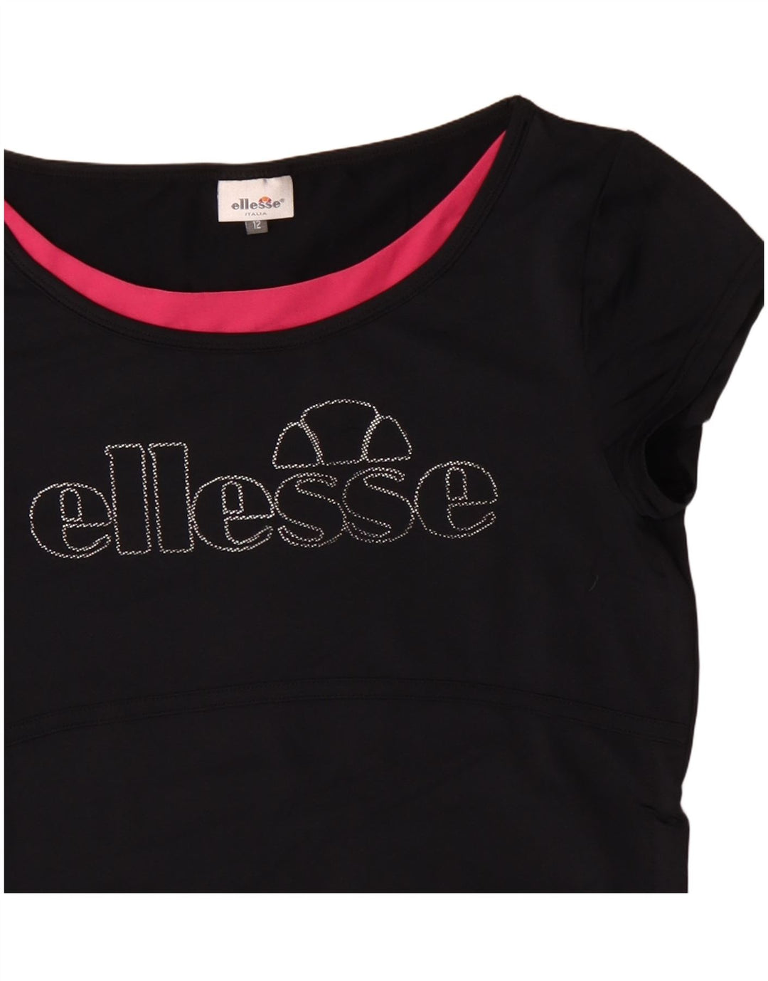 Ellesse Womens Graphic T-Shirt Top UK 12 Mittel Marineblau Farbblock