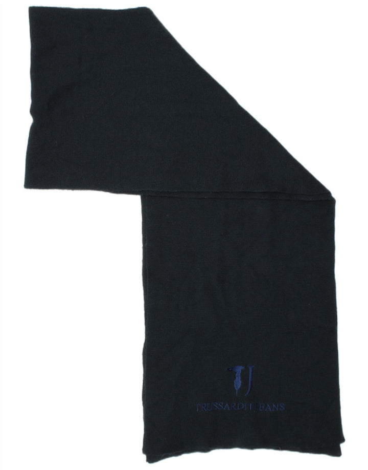 Trussardi Herren-Schal aus grafischem Strick, rechteckig, Einheitsgröße, Marineblau, Designer