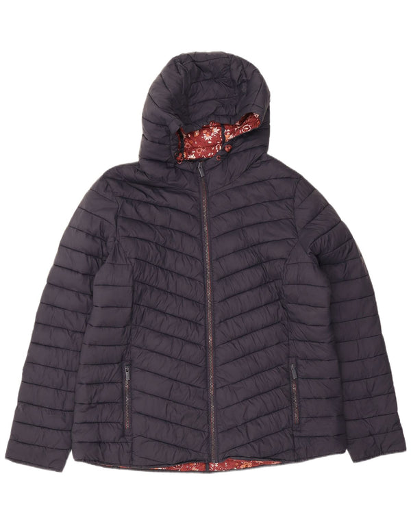 Fat Face Damen-Kapuzen-Übergröße, wattierte Jacke, UK 18, XL, marineblaues Nylon