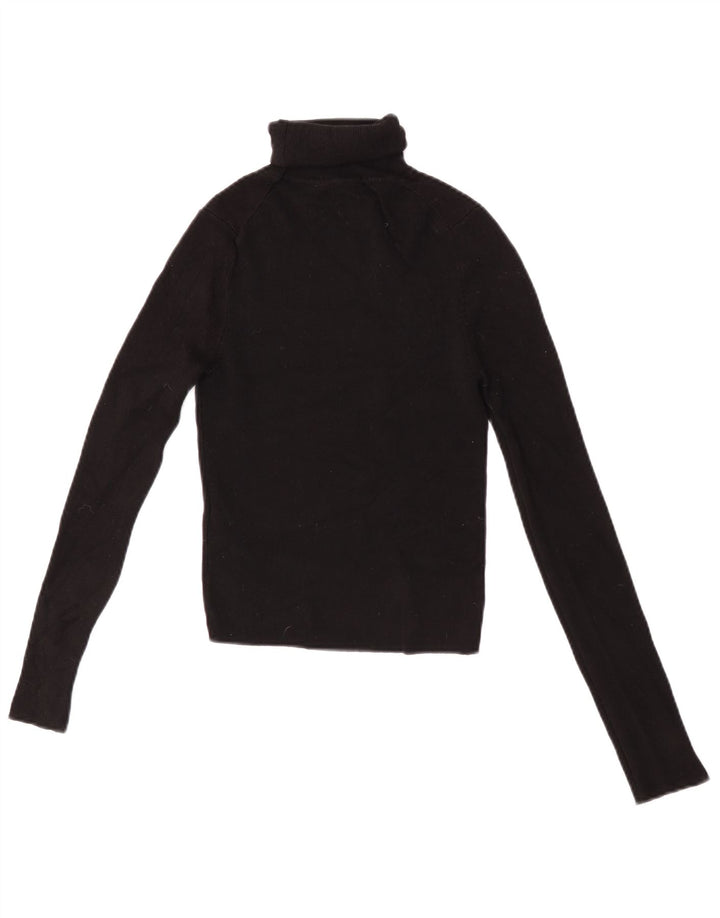 Zara Damen Crop Rollkragenpullover Pullover UK 12 Mittelschwarze Viskose