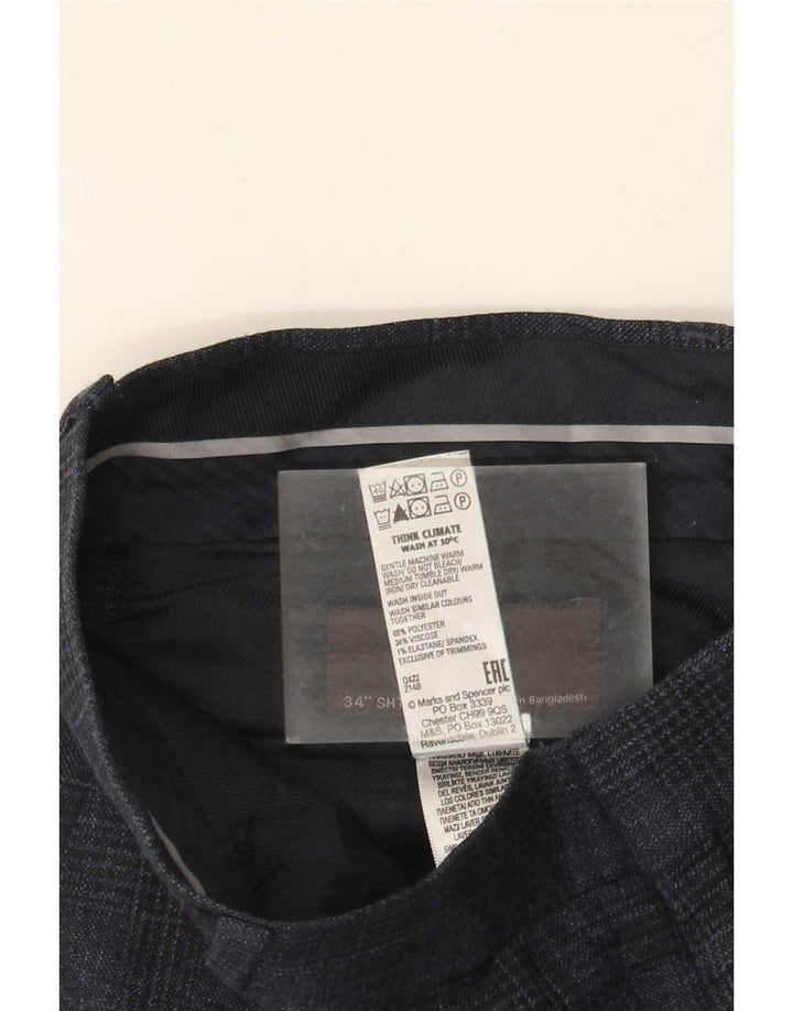 Marks & Spencer Herren-Chinohose W34 L29 Marineblauer Hahnentrittmuster