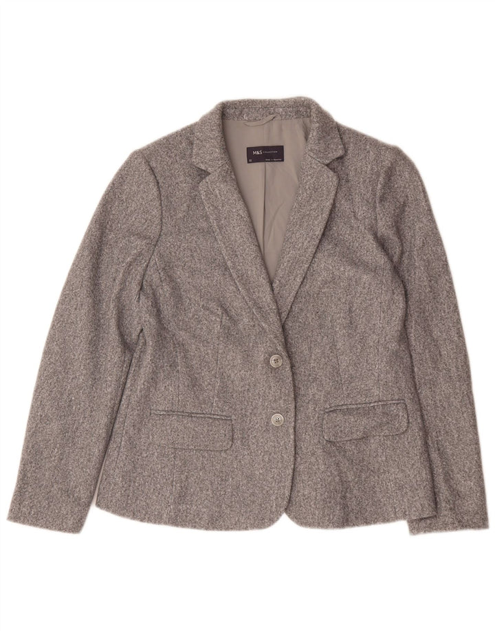 Marks & Spencer Damen-Blazerjacke mit 2 Knöpfen, UK 12, Mittelgrau, Polyester