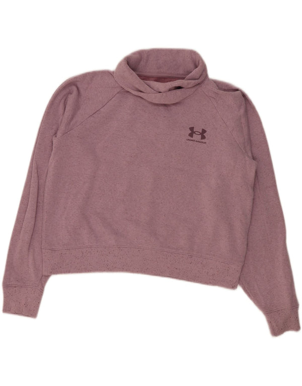 Under Armour Damen Crop Sweatshirt Pullover UK 10 Small Pink Meliert